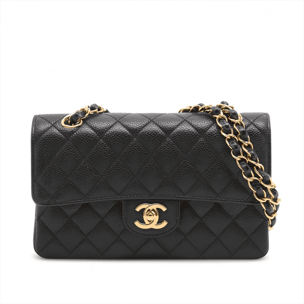 シャネル マトラッセ23 キャビアスキン ブラック ゴールド金具