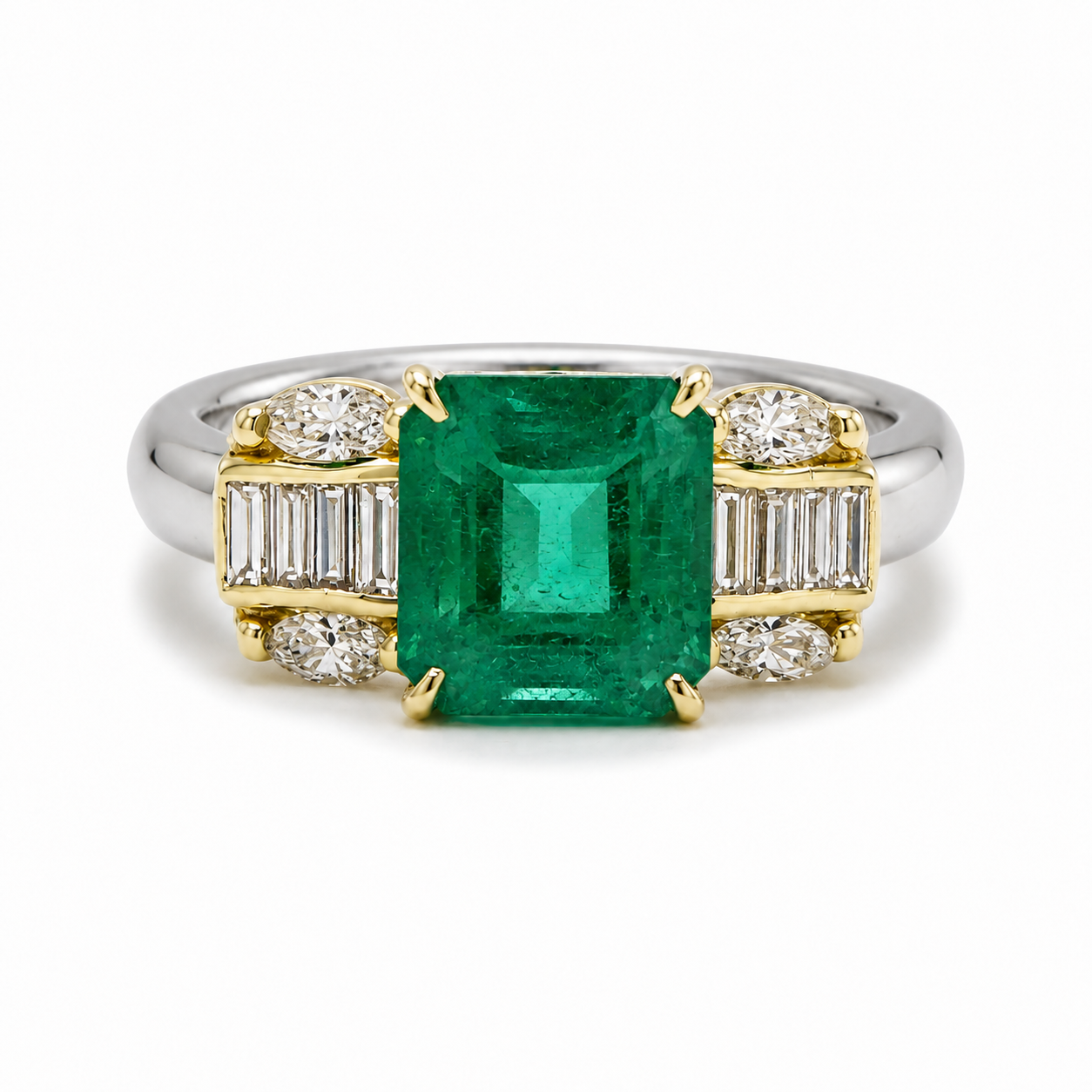 エメラルド 1.6ct ダイヤ プラチナ K18 リング