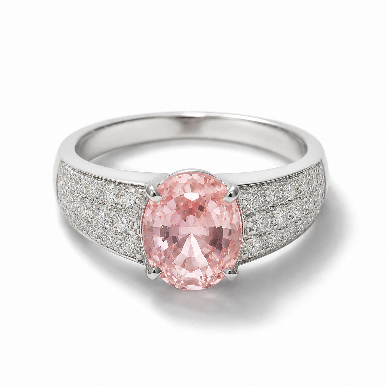 パパラチアサファイア 3ct ダイヤ プラチナ リング