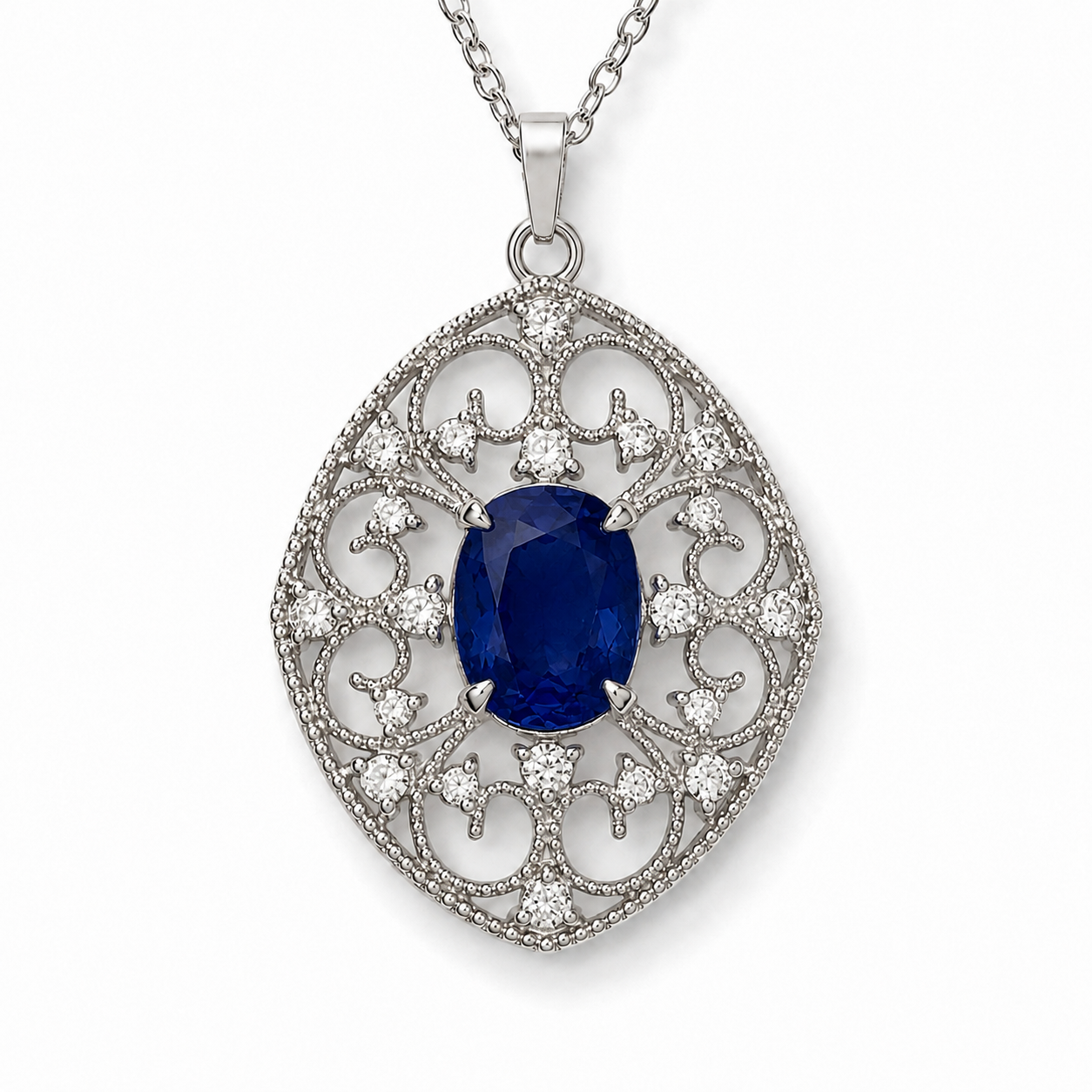 スリランカ産サファイア 2ct ダイヤ プラチナ ネックレス