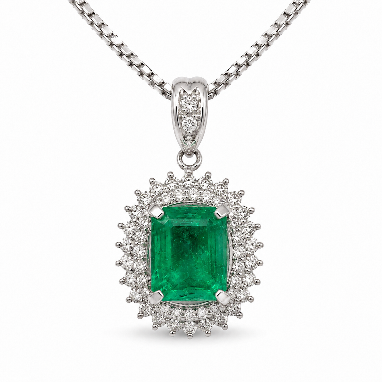 エメラルド 2ct ダイヤ プラチナ ネックレス